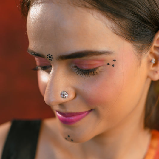 Mitti Ka Rang Silver Meena Nose Pin