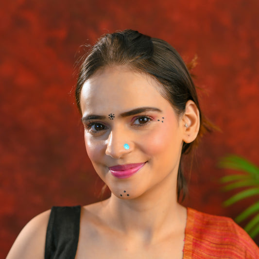 Firozi Meena Silver Nose Pin