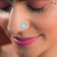 Firozi Meena Silver Nose Pin
