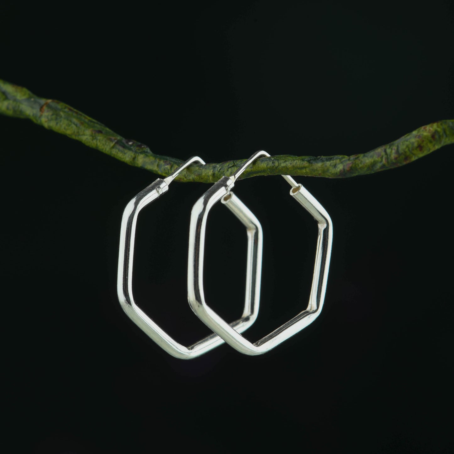 Silver Hexa Hoops