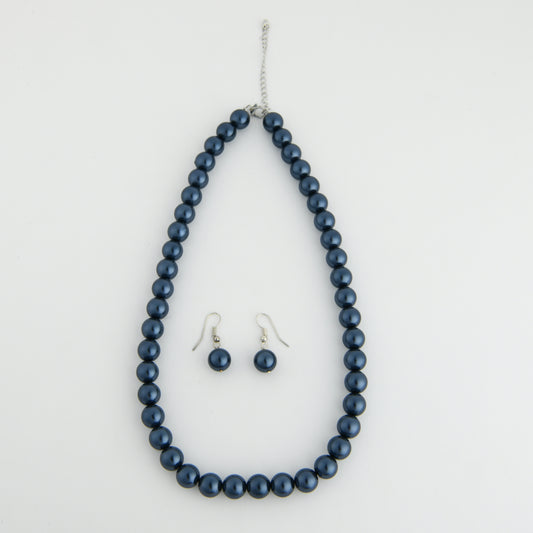 Indigo Blue Pearls Necklace Set
