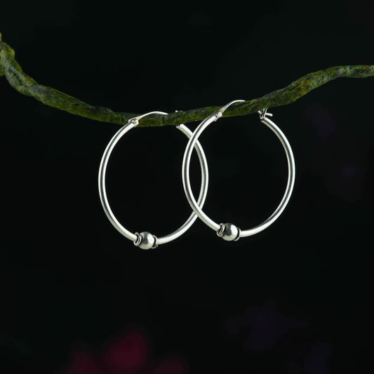 Single Ball Silver Hoops