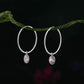 Pink Crystal Drops In Silver Hoops