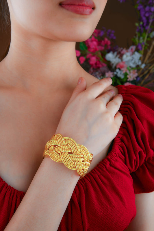 Braided Brass Statement Cuff Bracelet