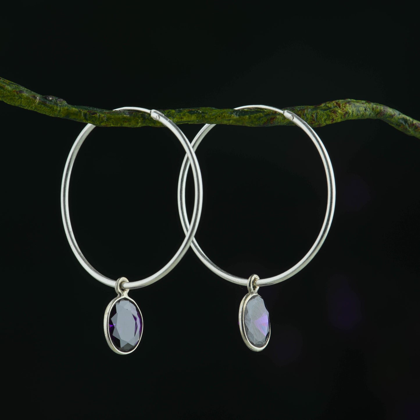 Amethyst Drops In Silver Rings