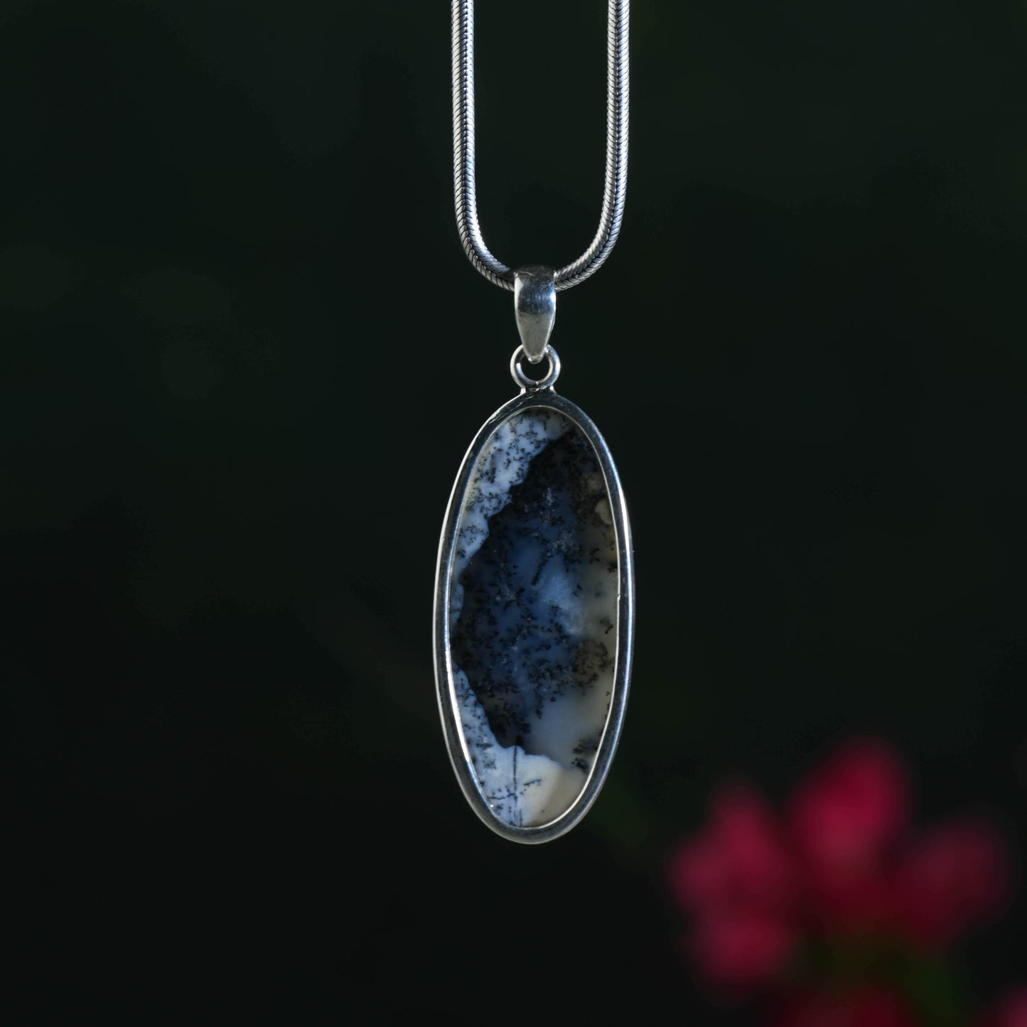 Dendrite Opal Silver Pendant