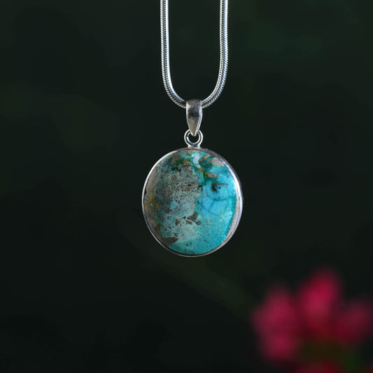 Bold Chrysocolla Oval Pendant