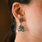 HIbiscus Silver Jhumki With Pearl Tassels