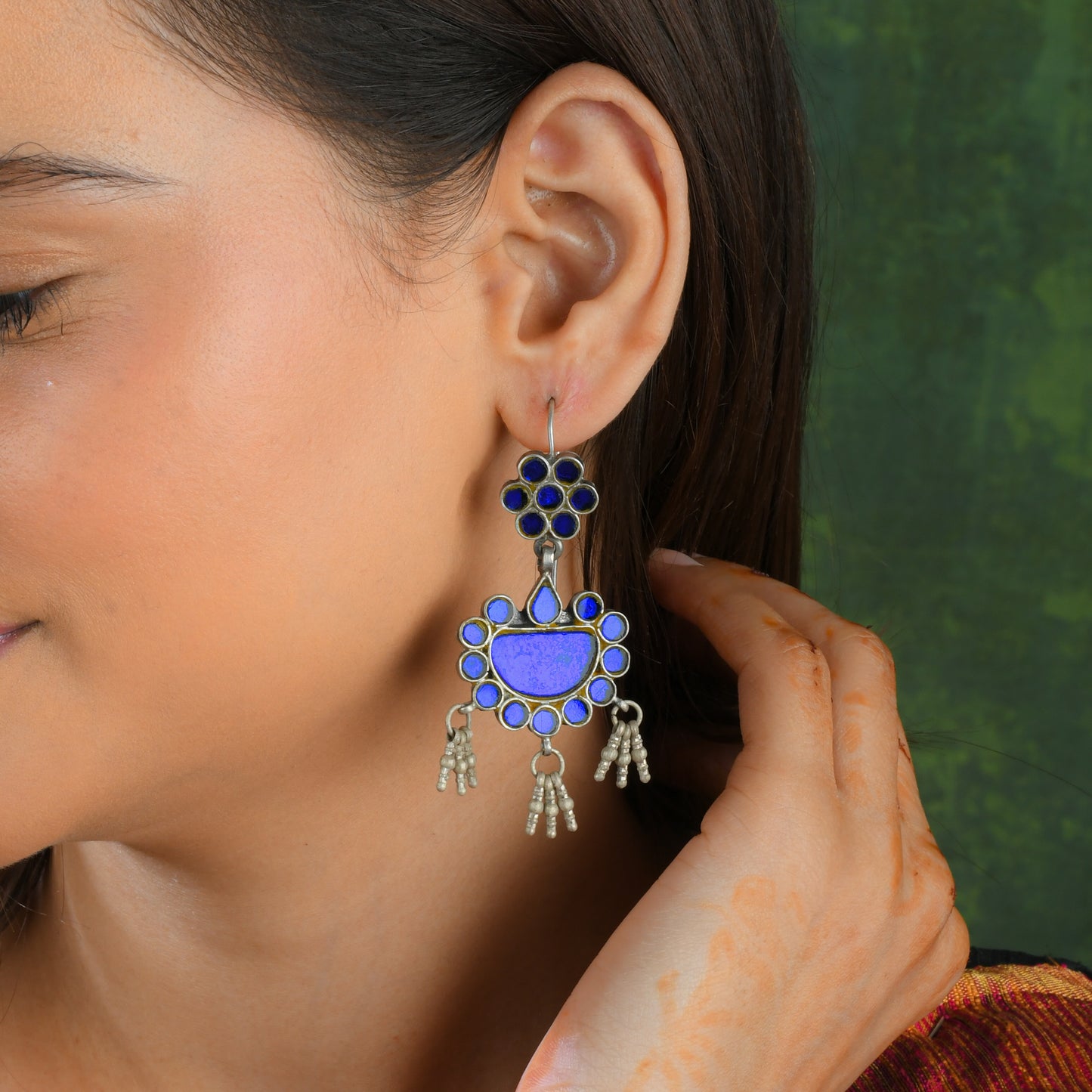 Madhu Chandrika Chandani Silver Mirror Earrings