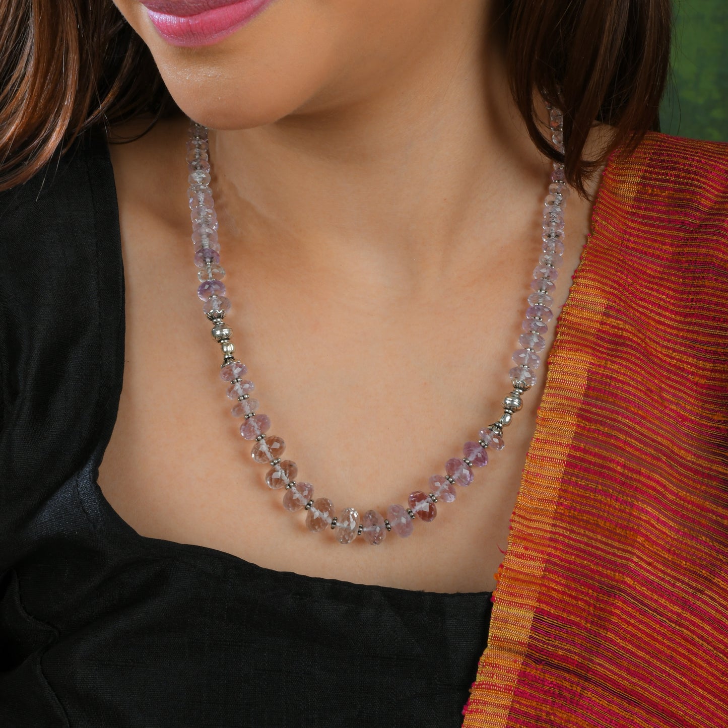 Faceted Amethyst Necklace With Filigree Earrings