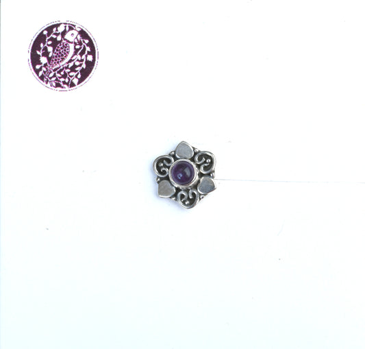 Rani Amethyst Silver Nose Pin