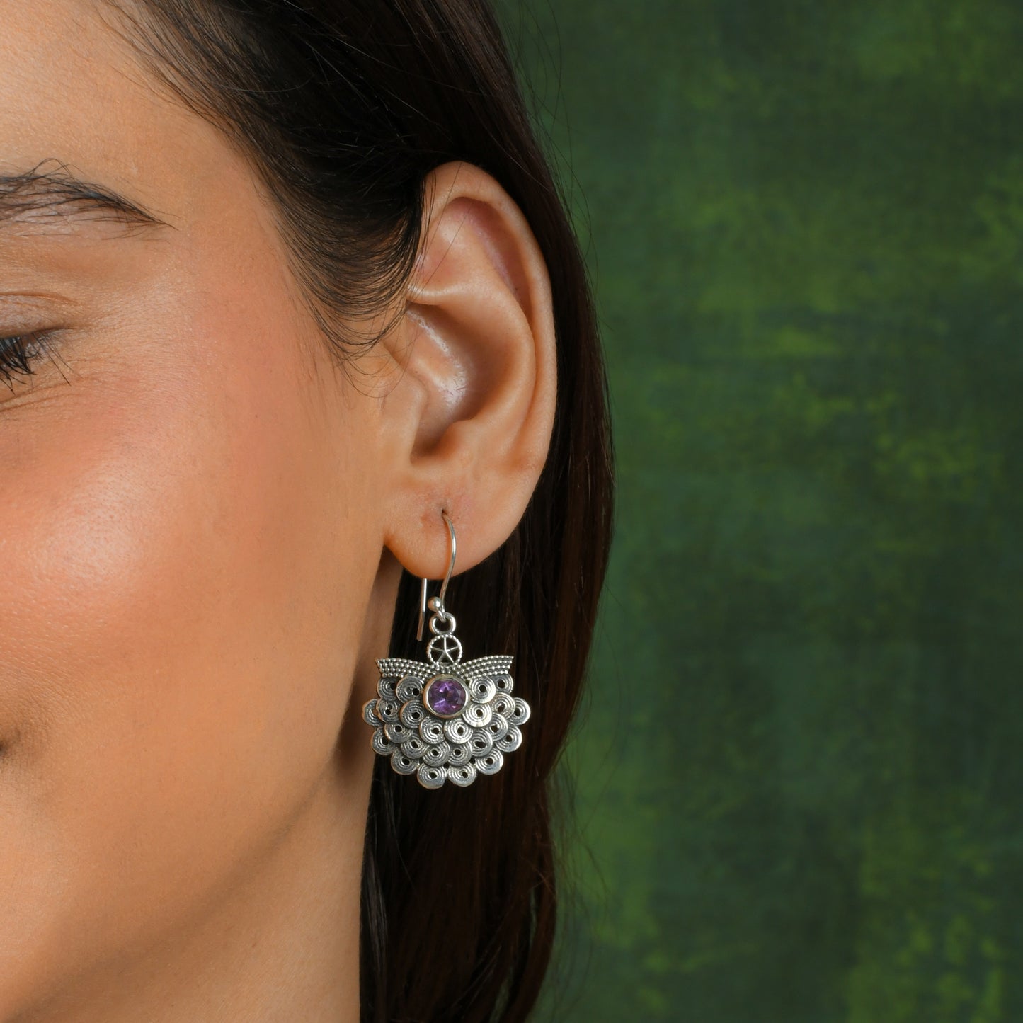 Faceted Amethyst Necklace With Filigree Earrings