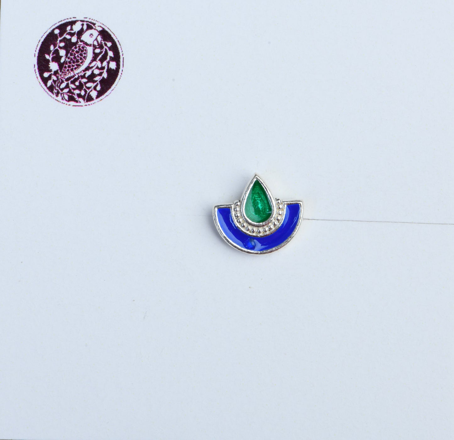 Green Drop In The Ocean Silver Nose Pin
