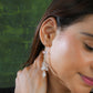 Divine Blush Rose Quartz Drops Silver Necklace Set