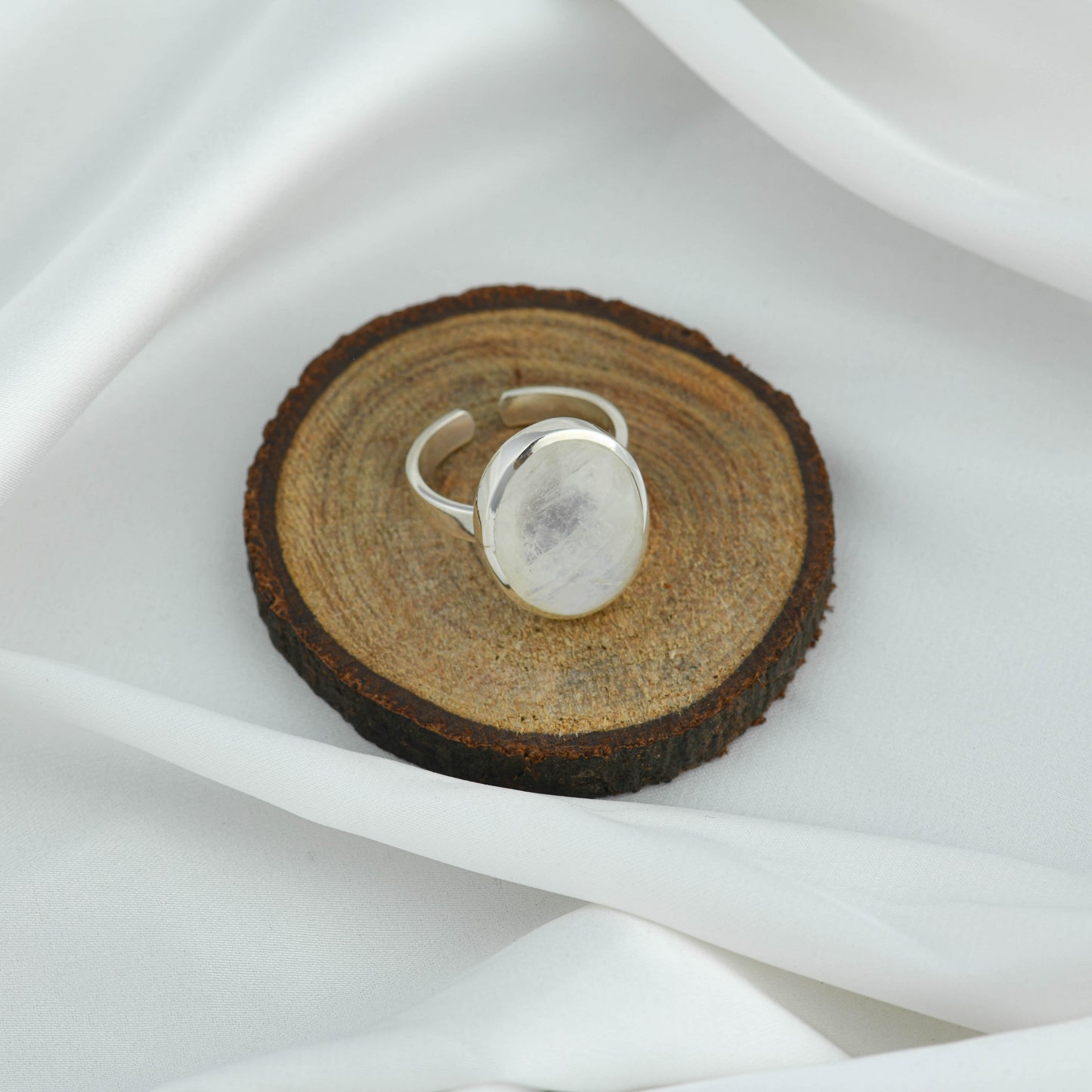 Oval Moonstone Silver Ring