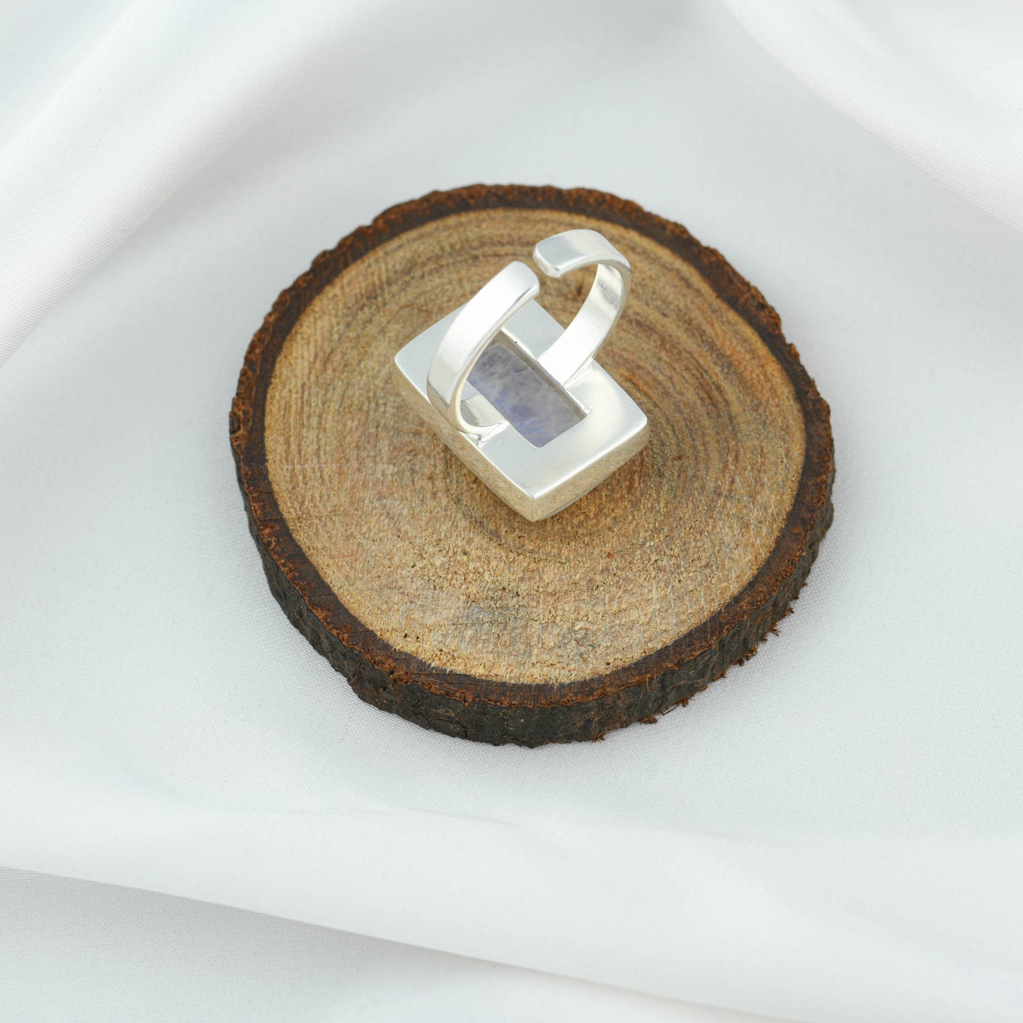 Moonstone Rectangle Silver Ring