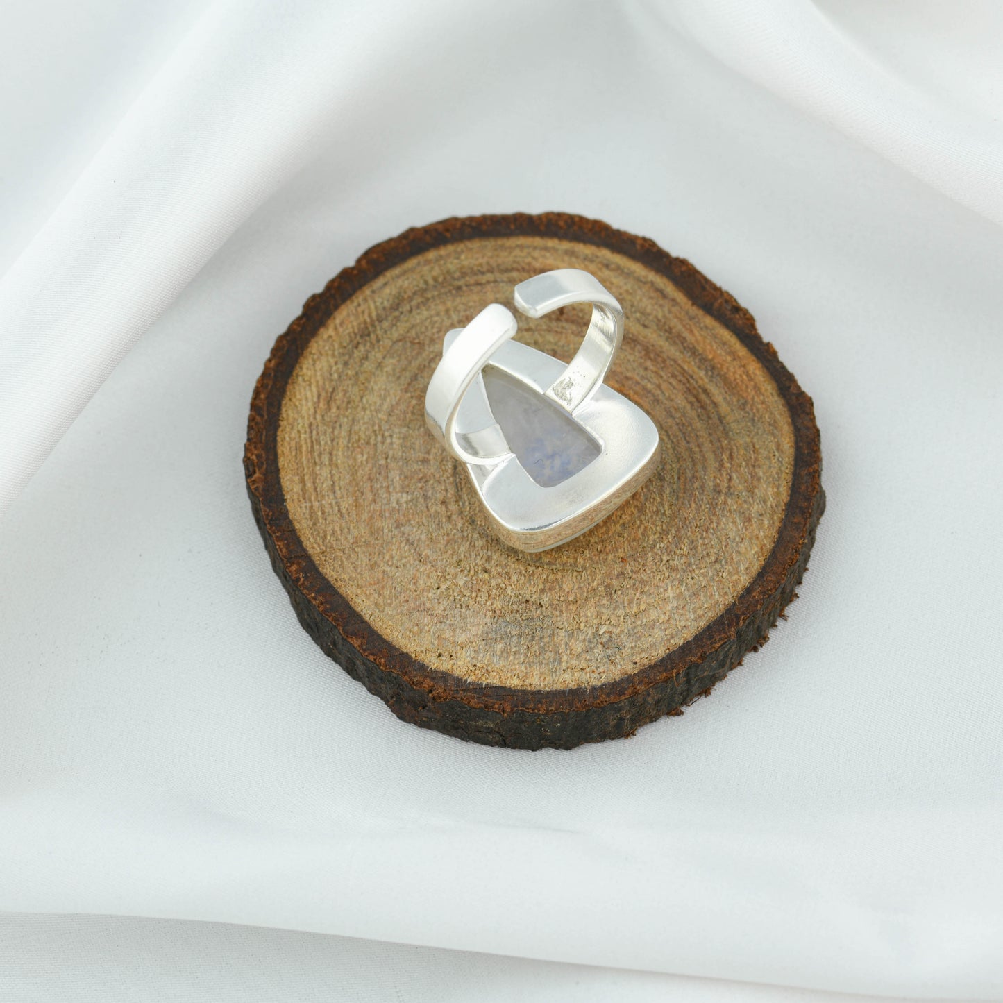 Moonstone Triangle Silver Ring