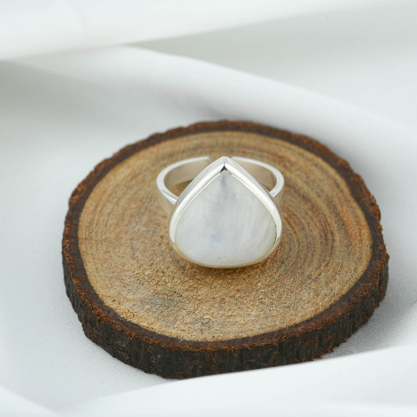 Moonstone Drop Silver Ring