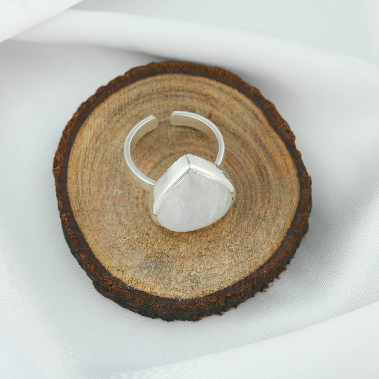 Moonstone Drop Silver Ring