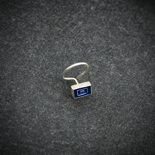 Blue Diamond Shaped Silver Nose Pin
