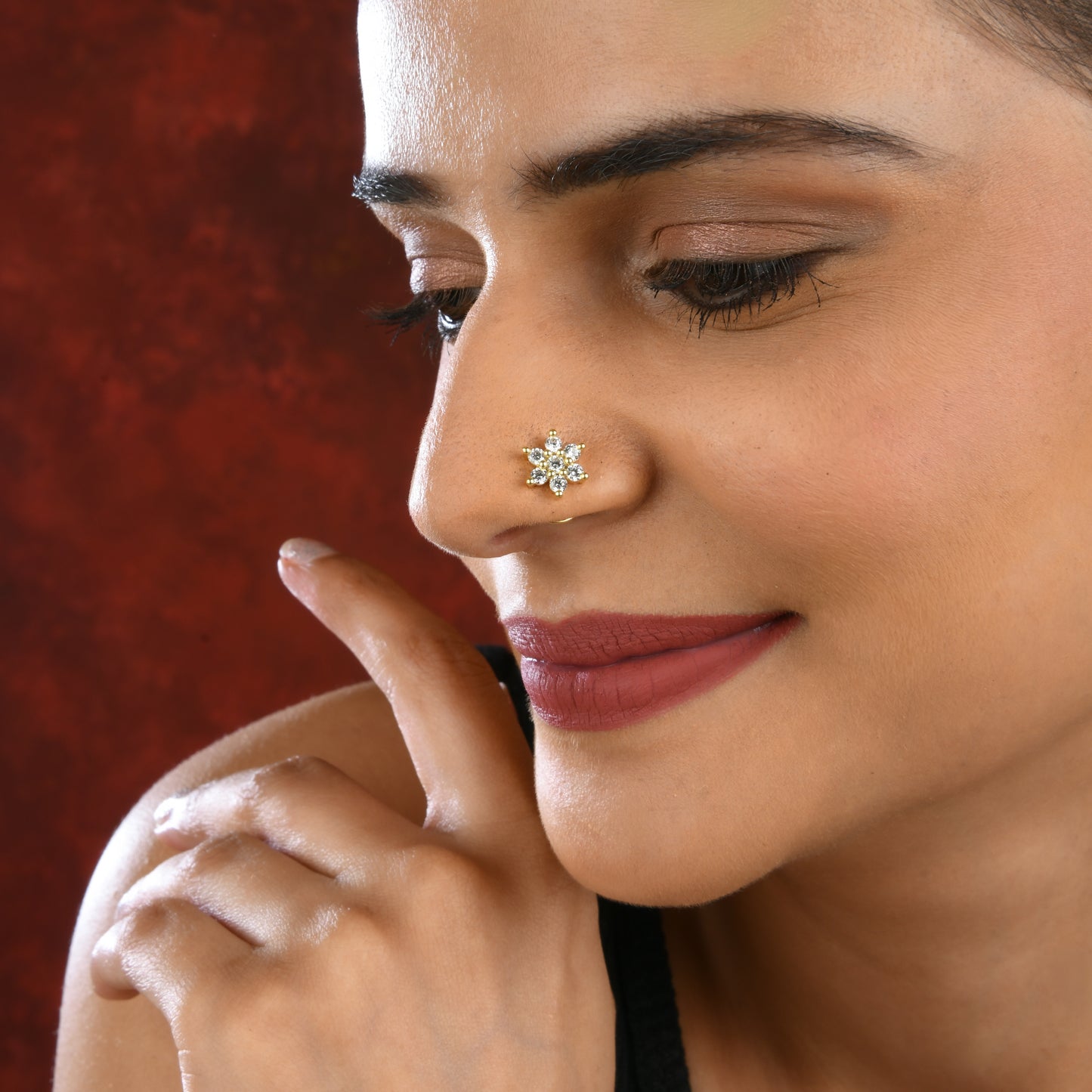 Gold Plated Silver CZ Nose Pin