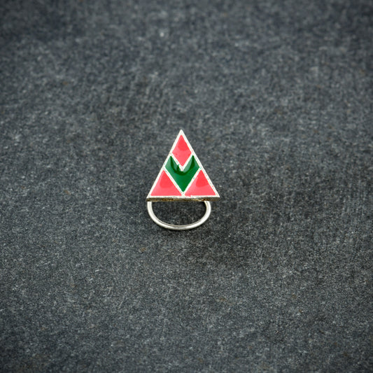 Trikone Enamel Silver Nose Pin( Wire Type)