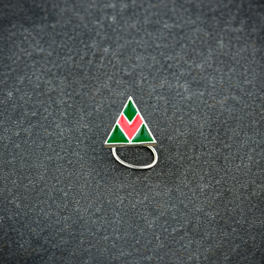 Shadaab Trikone Silver Nose Pin