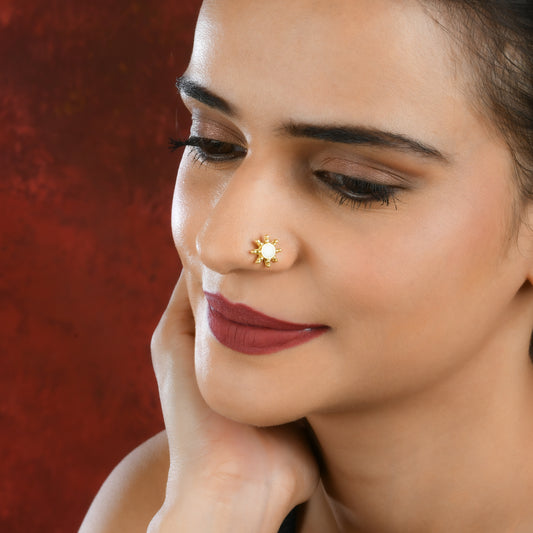 Rock Star Gold Plated Silver Nose Pin