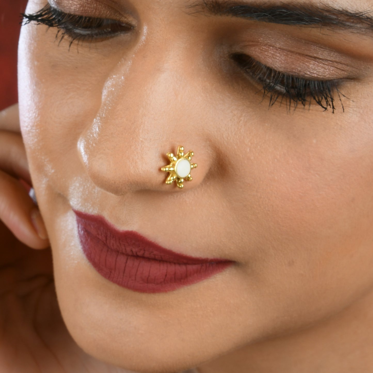 Rock Star Gold Plated Silver Nose Pin