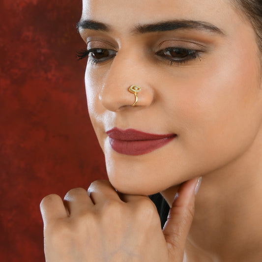 Evil Eye Gold Plated Silver Clip on Nose Pin