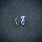 Pin Wheel Blue Silver Nose Pin