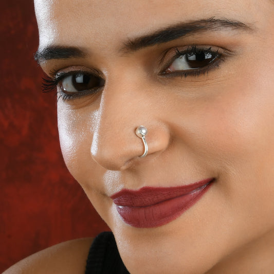 Peach Pearl Silver Clip On Nose( Non Piercing )