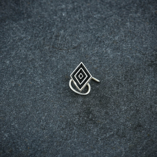 Black Diamond Shaped Silver Nose Pin