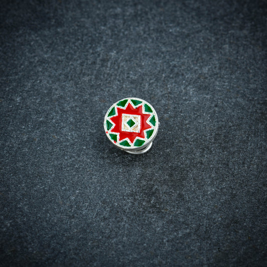 Starry Red Mandala Silver Nose Pin