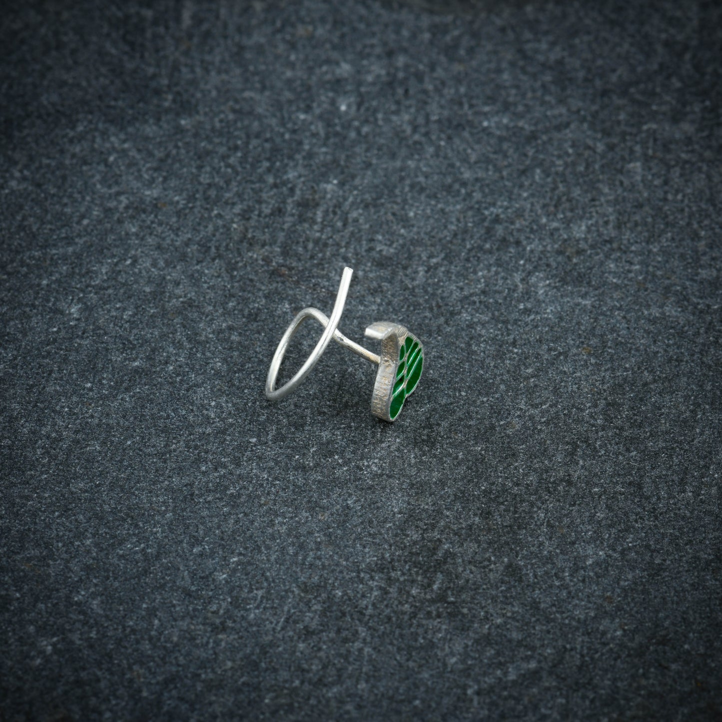 Bodhi Green Leaf Silver Nose Pin