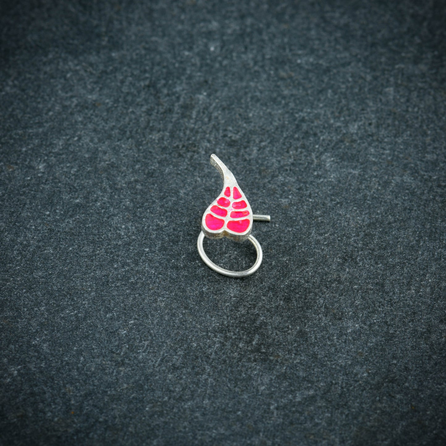 Bodhi Pink Leaf Silver Nose Pin