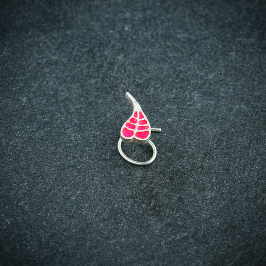 Bodhi Pink Leaf Silver Nose Pin