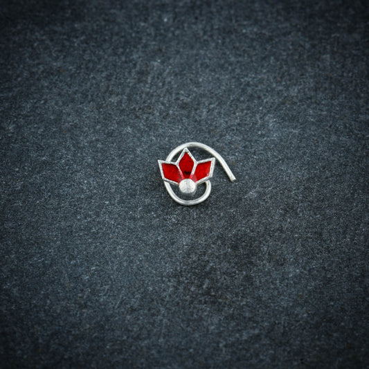 Naazuk Enamel Silver Nose Pin