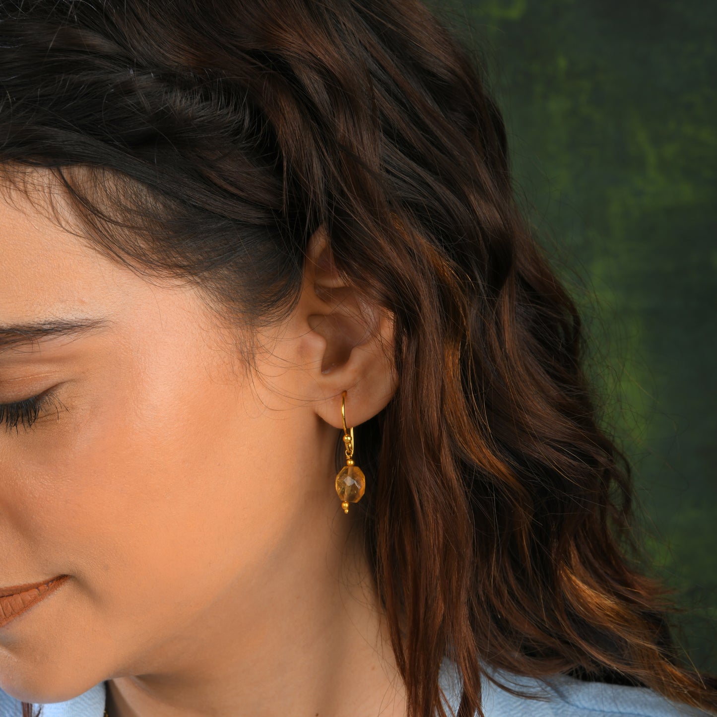 Minimal Faceted Citrine Set