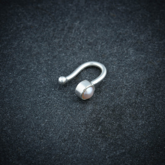 Peach Pearl Silver Clip On Nose( Non Piercing )