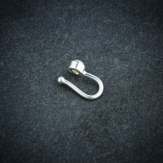 Pearl Silver Clip On Nose Pin
