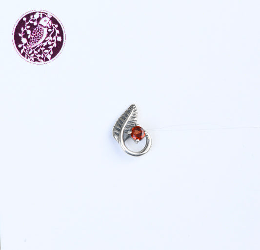 Leaf Rosebud Silver Nose Pin