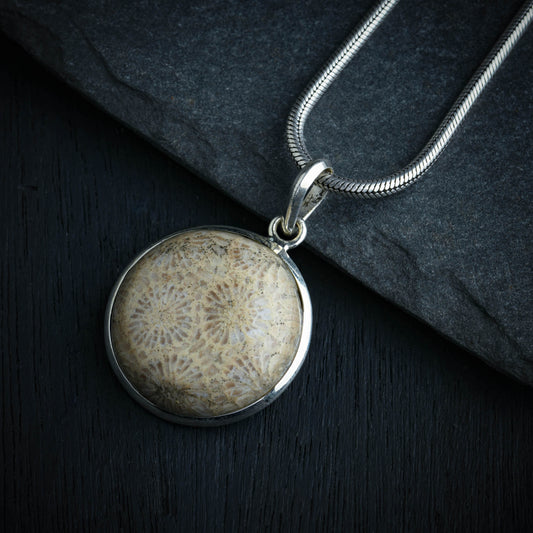 Ammonite Rond Silver Pendant