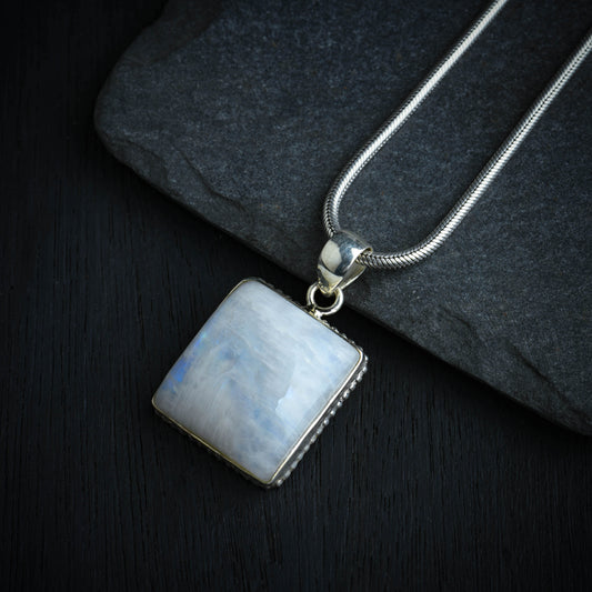 Lunar Grid Moonstone Pendant