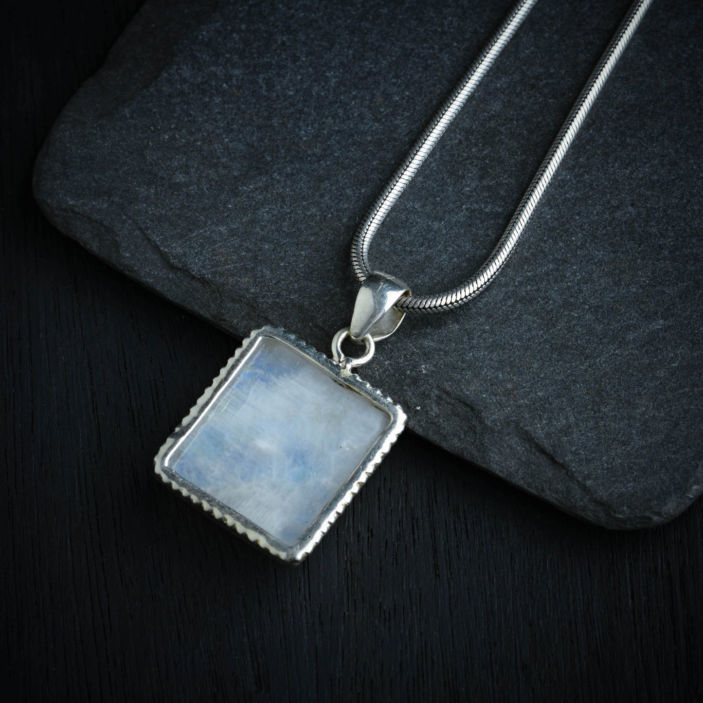 Lunar Grid Moonstone Pendant
