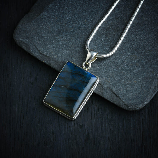Cosmic Slate Labradorite Silver Pendant