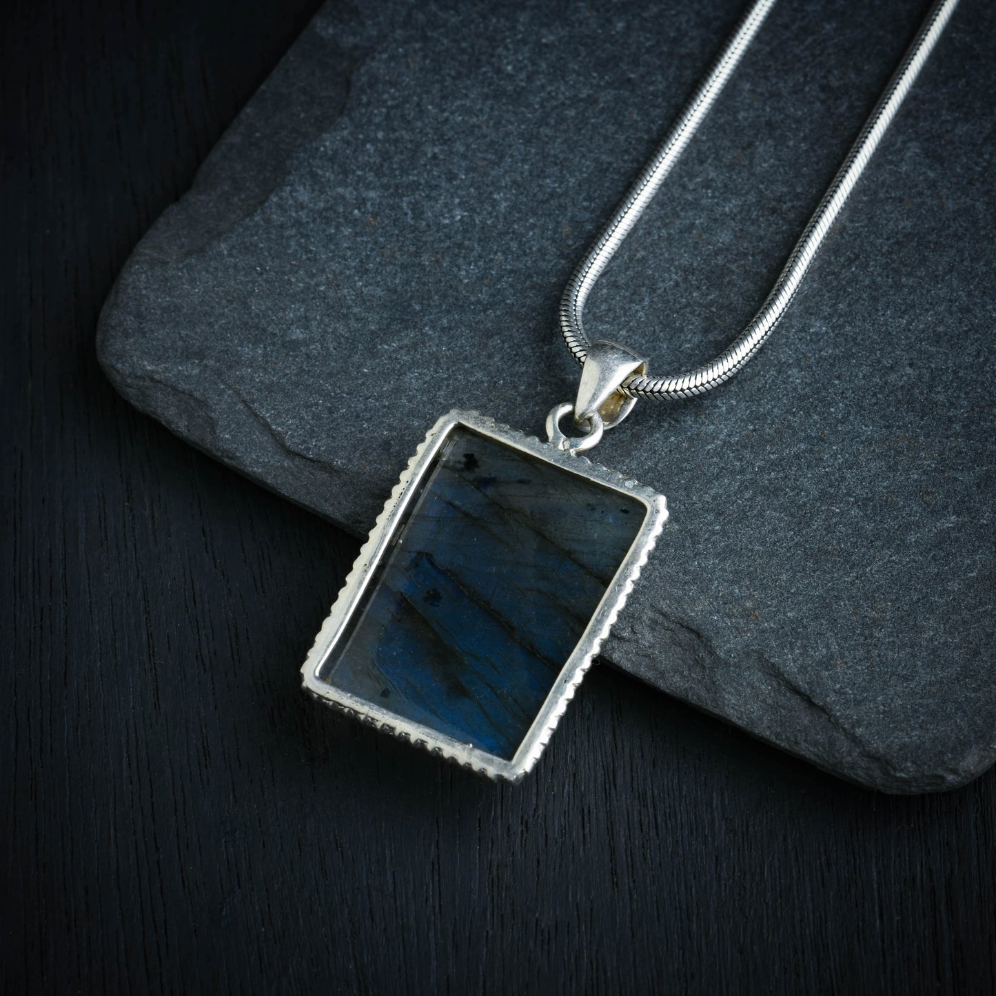 Cosmic Slate Labradorite Silver Pendant