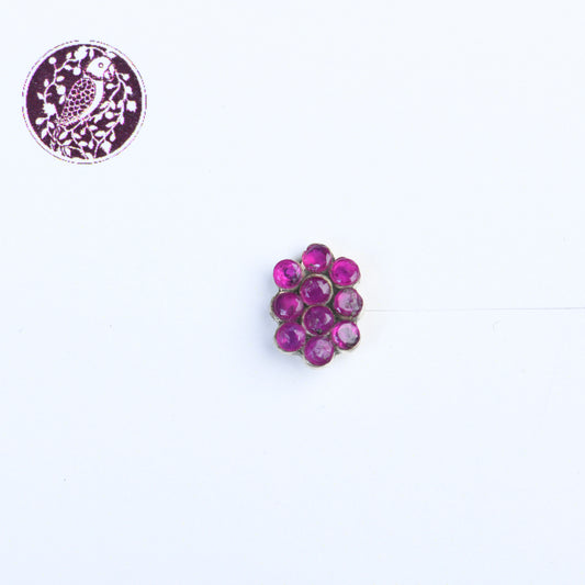 Pink Aura Silver Nose Pin