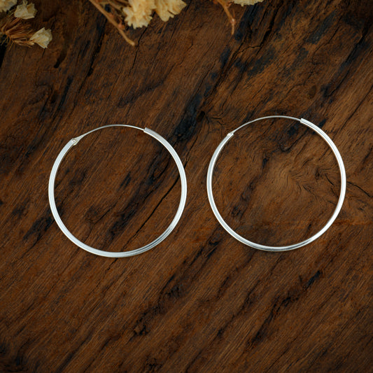 Silver Square Flat Wired Earring Hoops