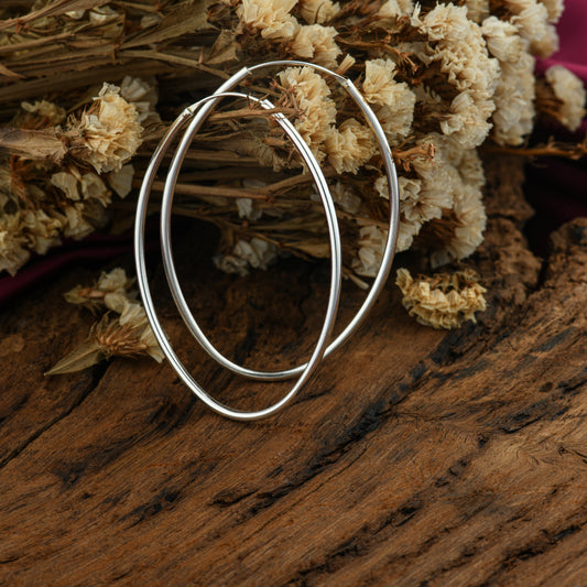 Oval Silver Hoops(6.5cm)